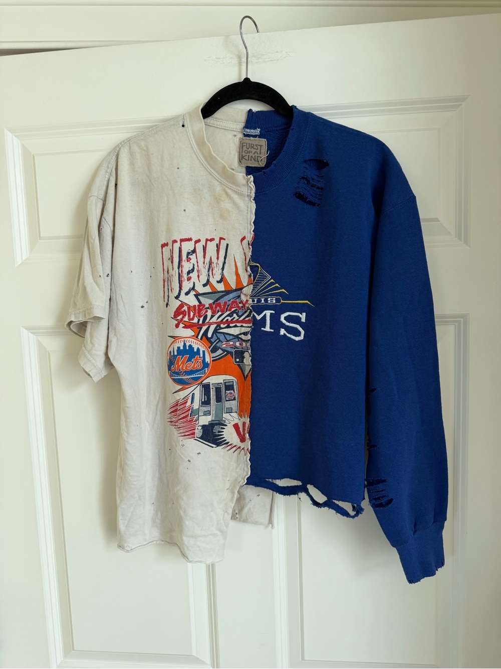 Furst of a Kind Vintage Subway Series Mets & NFL Rams Crewneck Small